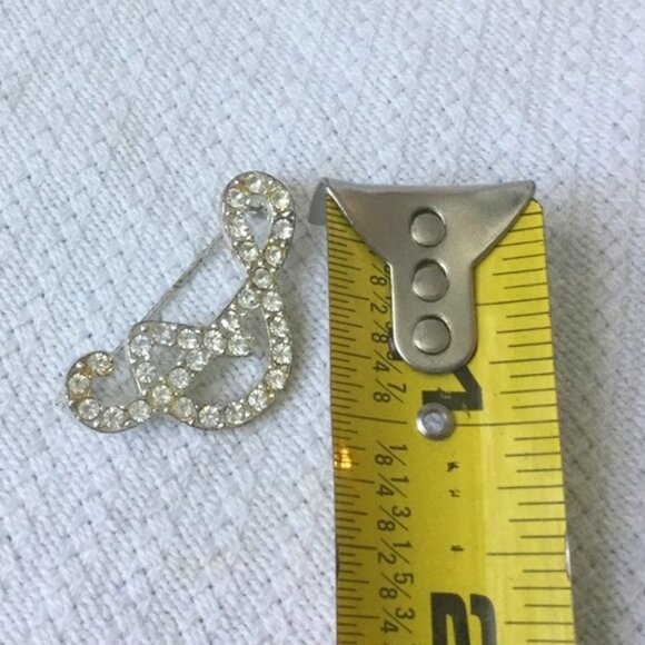 Crystal Initial S Brooch / Pin Vintage 1980s - Picture 3 of 5